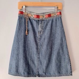 DKNY Jeans Denim Embroidered A-Line Skirt